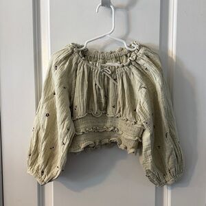 Zara Kids light green Blouse with Embroidered Details
